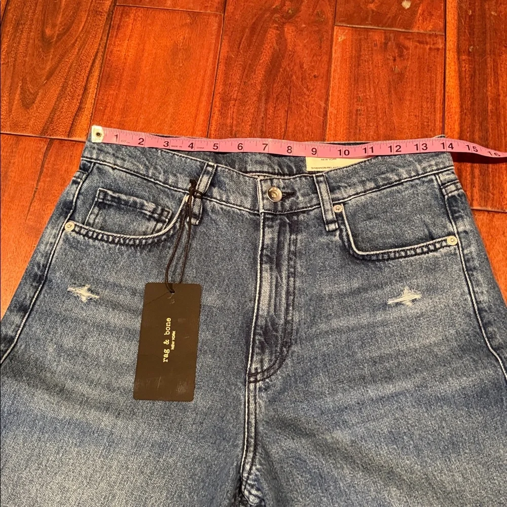 rag & bone Women's Straight Leg Jeans in Medium Blue - Picture 7 of 8